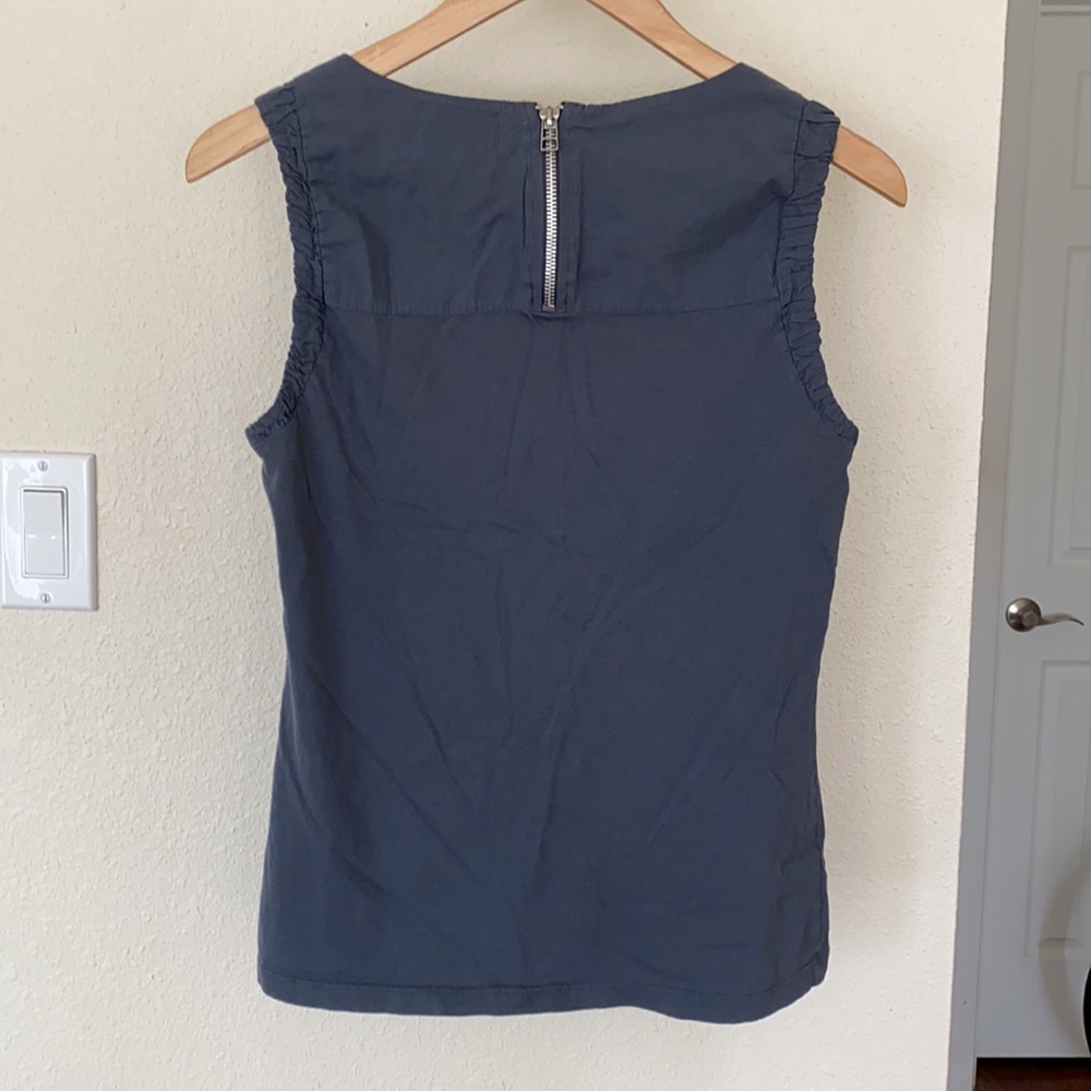 Anthropologie*FLAW*Maeve Zipper Back Grey Tank Blouse - Picture 4 of 7